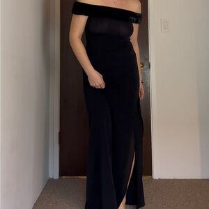 90s Sparkly Black Off-Shoulder Dress